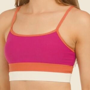 WILO Wilothelabel Ribbed Strappy Bra In Pink & Ginger Size Medium